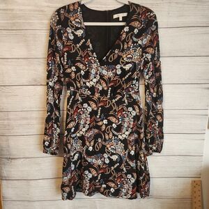 WAYF S black floral paisley long sleeve cottagecore Y2k fairygoth dress